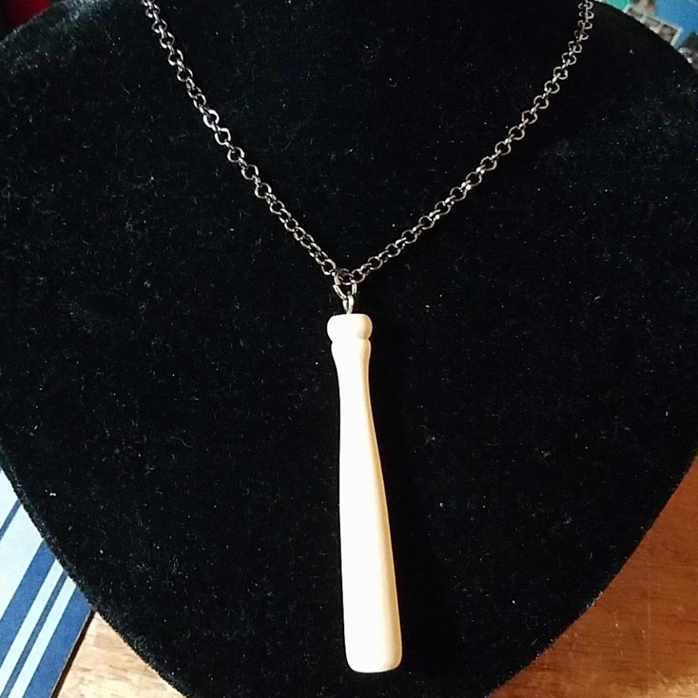 Wooden 3" Baseball Silver Link Chain 26"